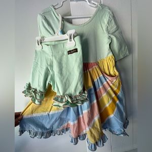 Size 6 Matilda Jane dress and shorties set. Please see photos + description